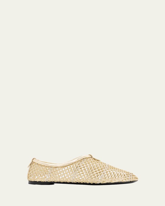 Floaty Metallic Fishnet Ballerina Flats